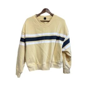 Wild Fable Yellow Striped‎ V Neck Sweatshirt Women's Size Large